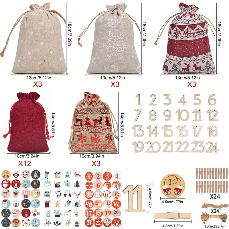 Christmas Advent Calendar Kit – 24 Custom Photo Magnets (Upload or Pre-Designed) PRE-ORDER