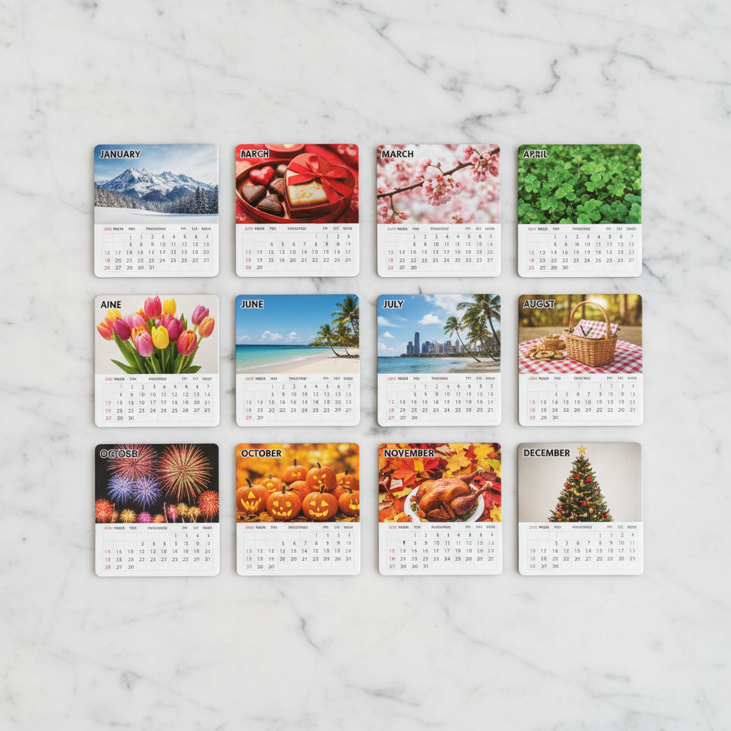 Calendar flat lay
