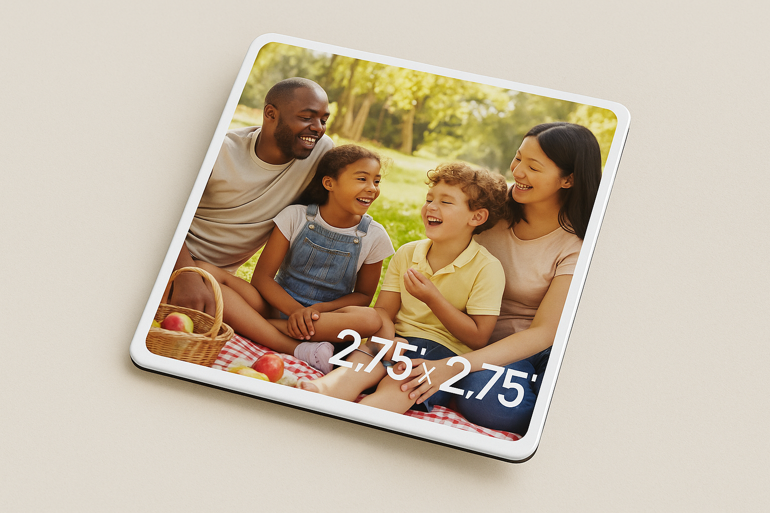 family custom photo magnet with size showing 2.75x2.75