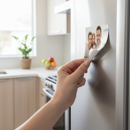 Peeling magnet off fridge