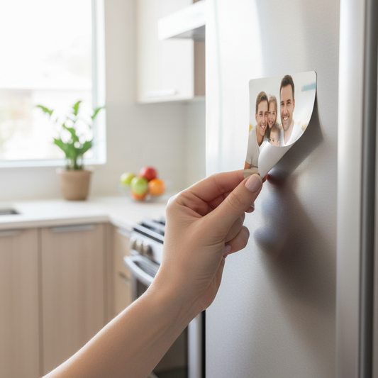 Peeling magnet off fridge